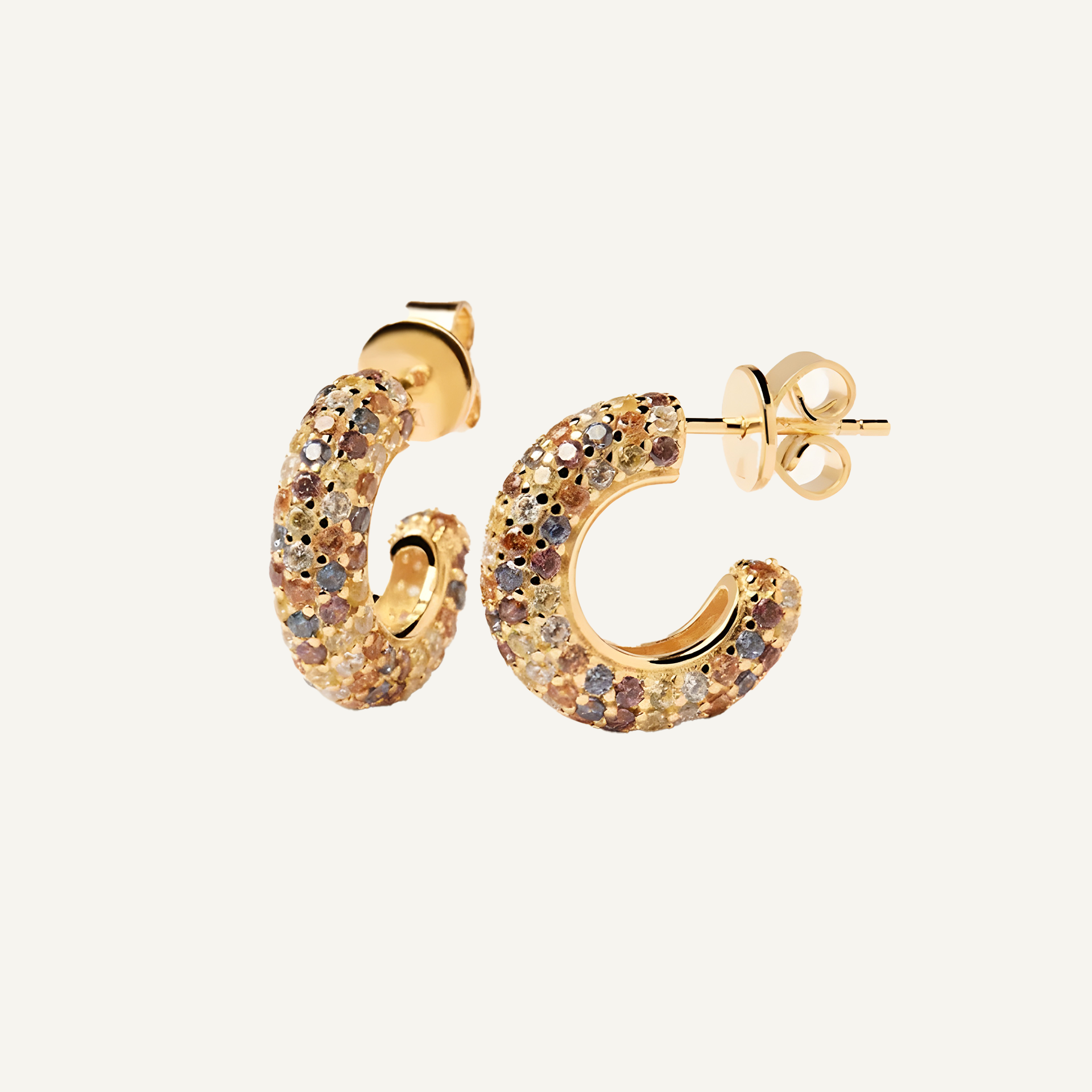 Women's Rainbow Full Diamond Sterling Silver Colored Diamond Earrings