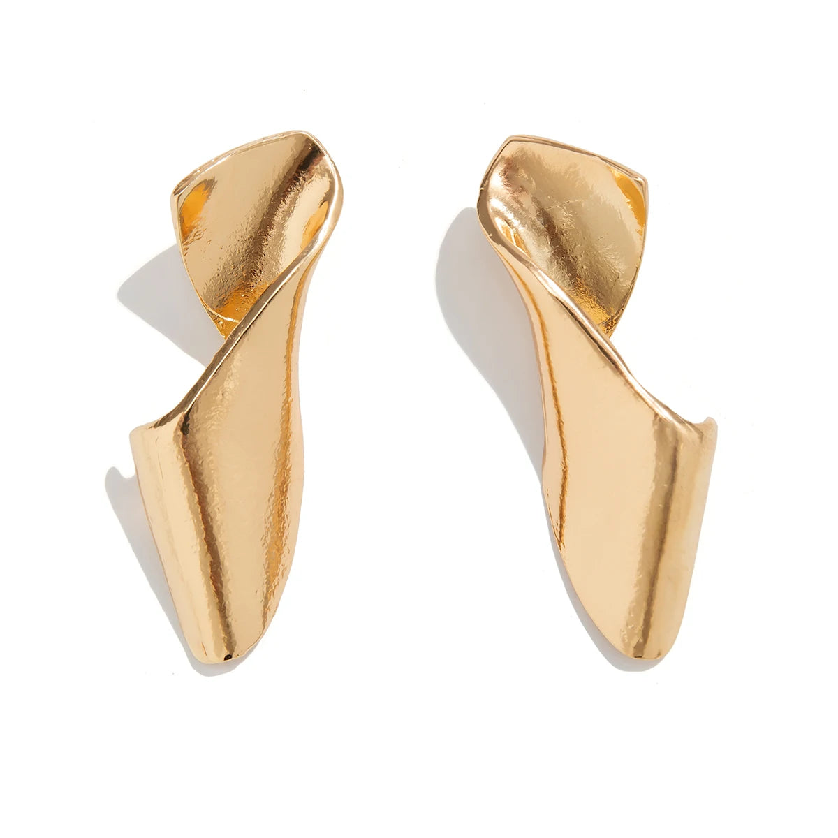 Vintage Irregular Geometric Metal Twisted Stud Earrings for Women Trend 2024 Gold Color Piercing Earring Jewelry Accessories New
