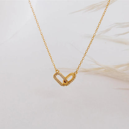 Gold color Shiny Rhinestone Double Circle Pendant Necklace For Women Girl Clavicle Choker Fashion Jewelry Gift Party femme